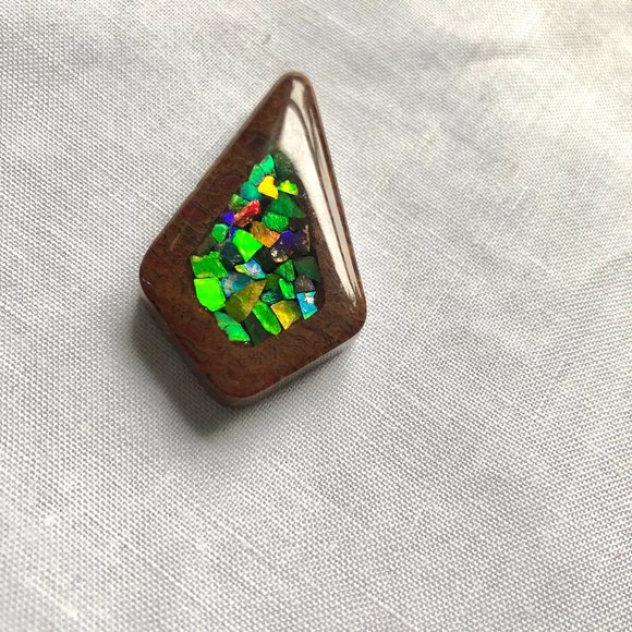 Vintage Jewelry - RARE Utah Dinosaur Bone Ammolite Pendant Piece